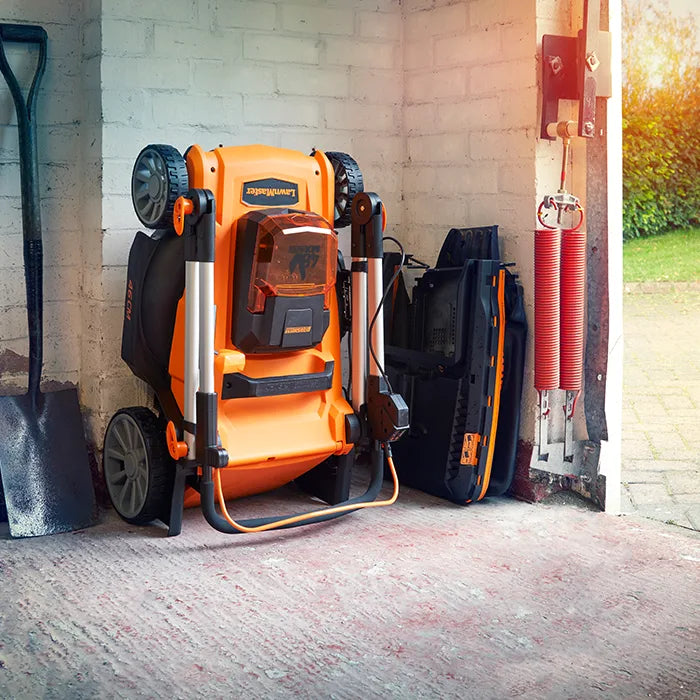 LawnMaster Compact 46cm Mower in an Irish Shed