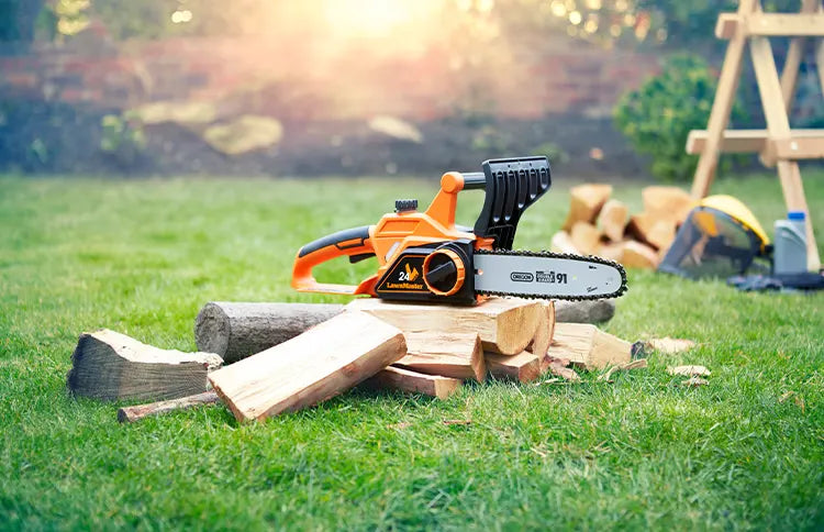 LawnMaster Chainsaw in a UK Garden