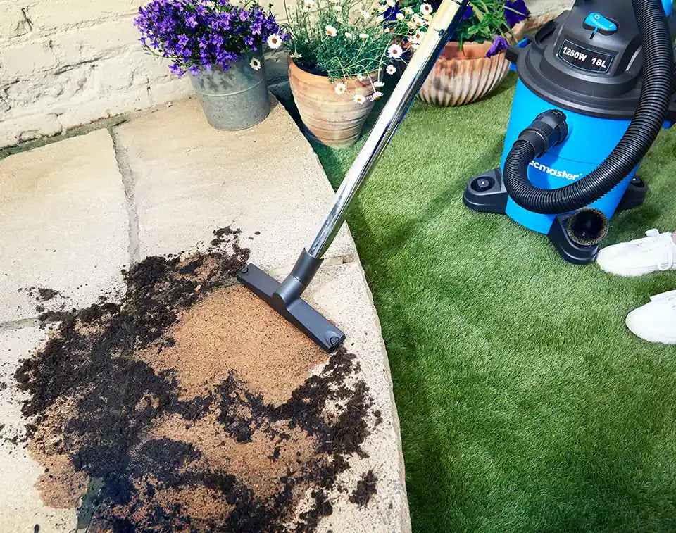 Outdoor wet and dry vacuum cleaner on an irish patio Vacmaster
