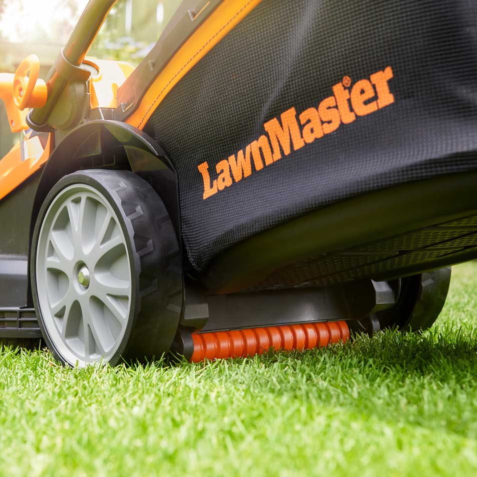 LawnMaster Lawn Mower Electric Rotary 37cm 1600W Rear Roller for Striped Lawn