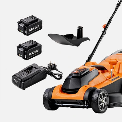 LawnMaster MX 24V 37cm Cordless Mower in the box