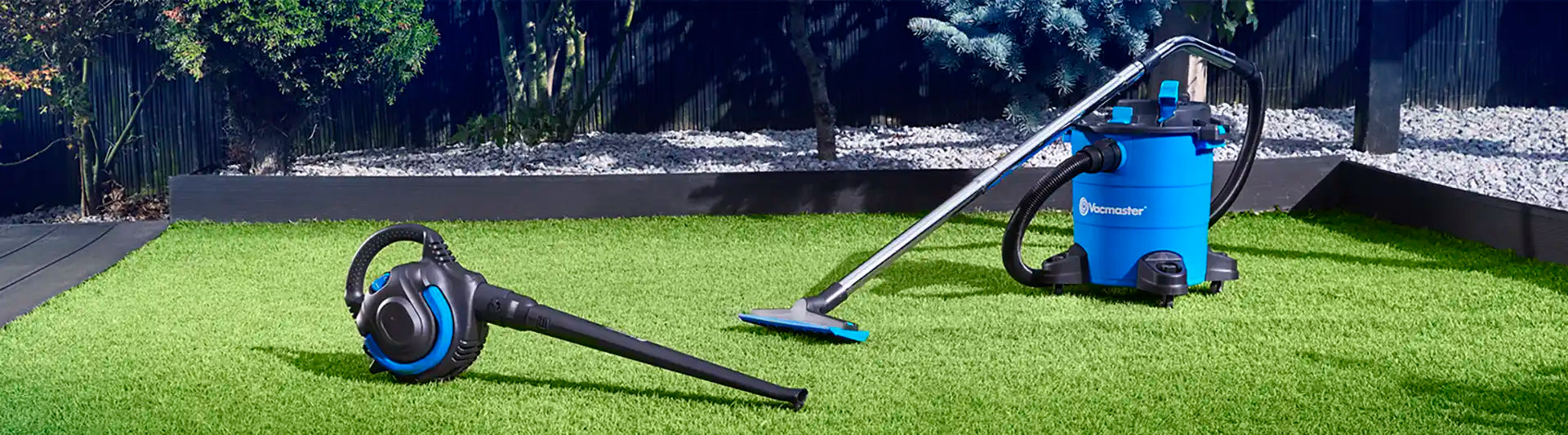 Vacmaster Garden and Outdoor Vacuum cleaner and leafblower on astroturf