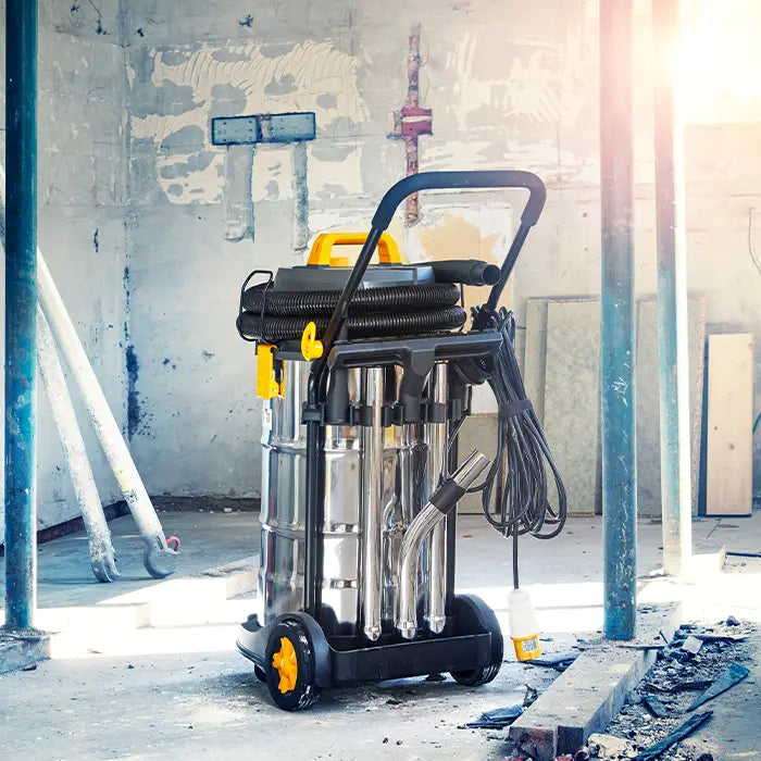Vacmaster Dust Extractor in an Irish Construction Site with a 10M Extra Long Cable