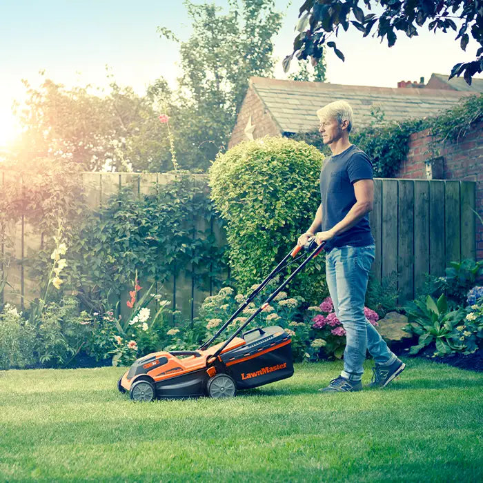 34cm Cordless Lawn Mower in an Irish garden
