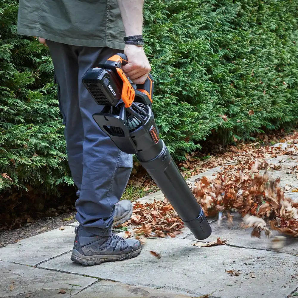 LawnMaster MX 24V Cordless Blowing Leaves