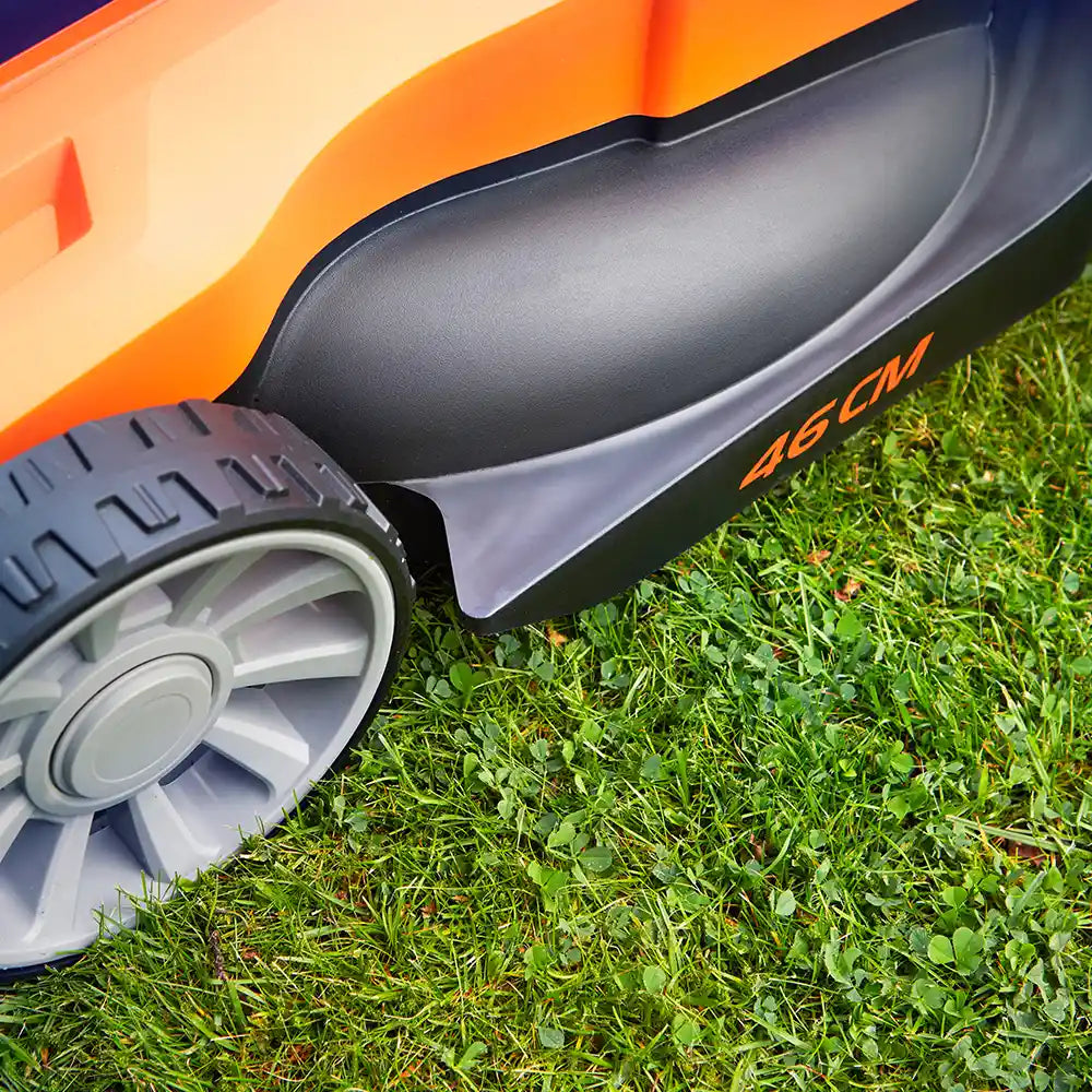 LawnMaster 48V 46cm Mower with Edge Comb for trimming right to the edge Irish Garden