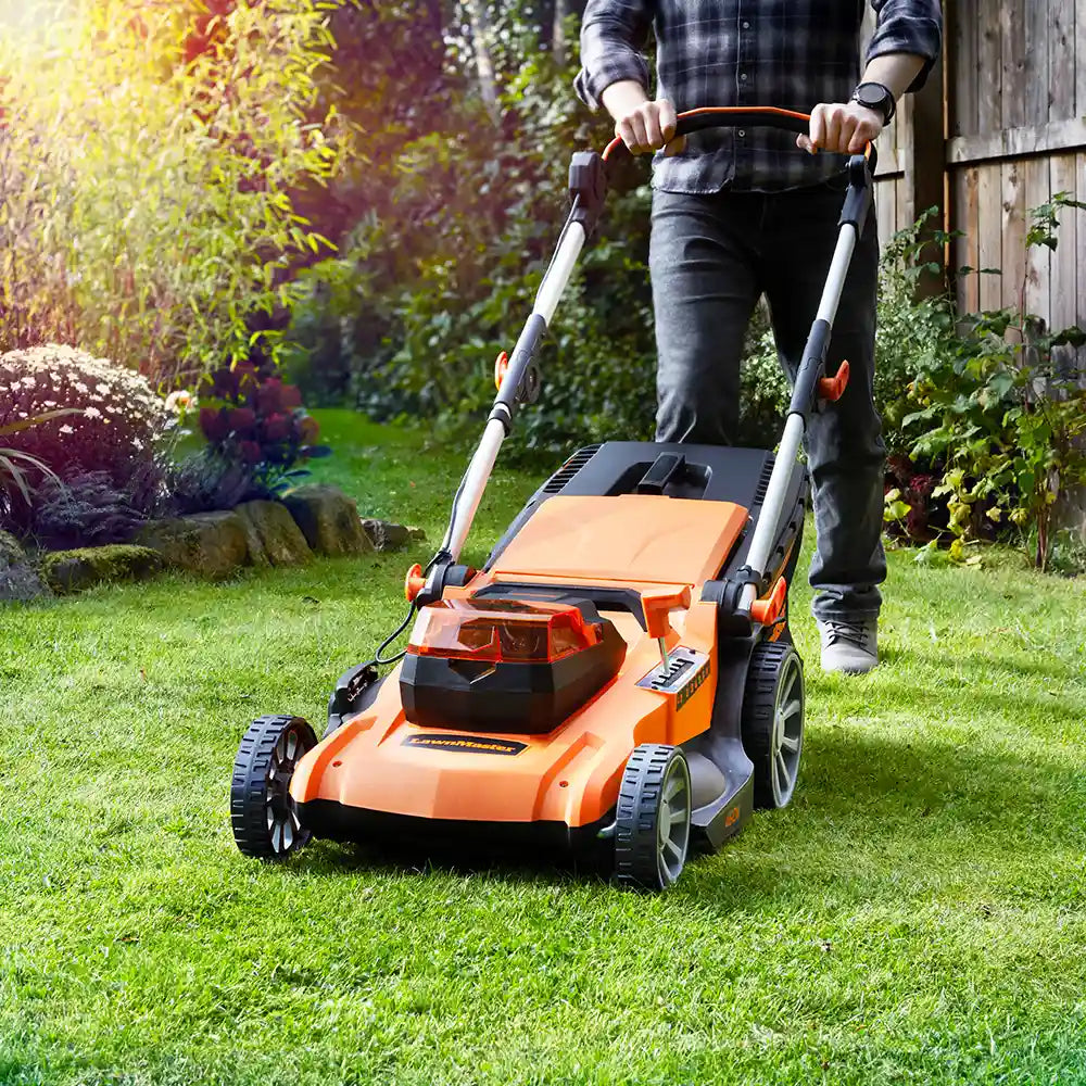 LawnMaster 48V 46cm Mower mowing grass Irish Garden