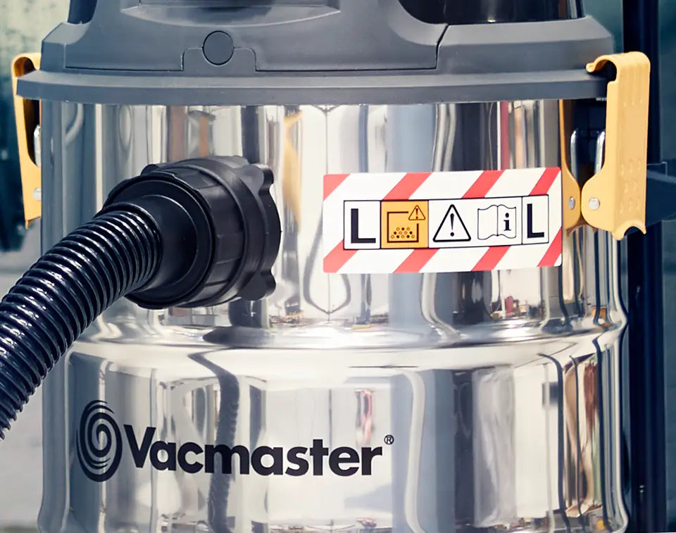 L-class certification sticker on Vacmaster dust L30 extractor