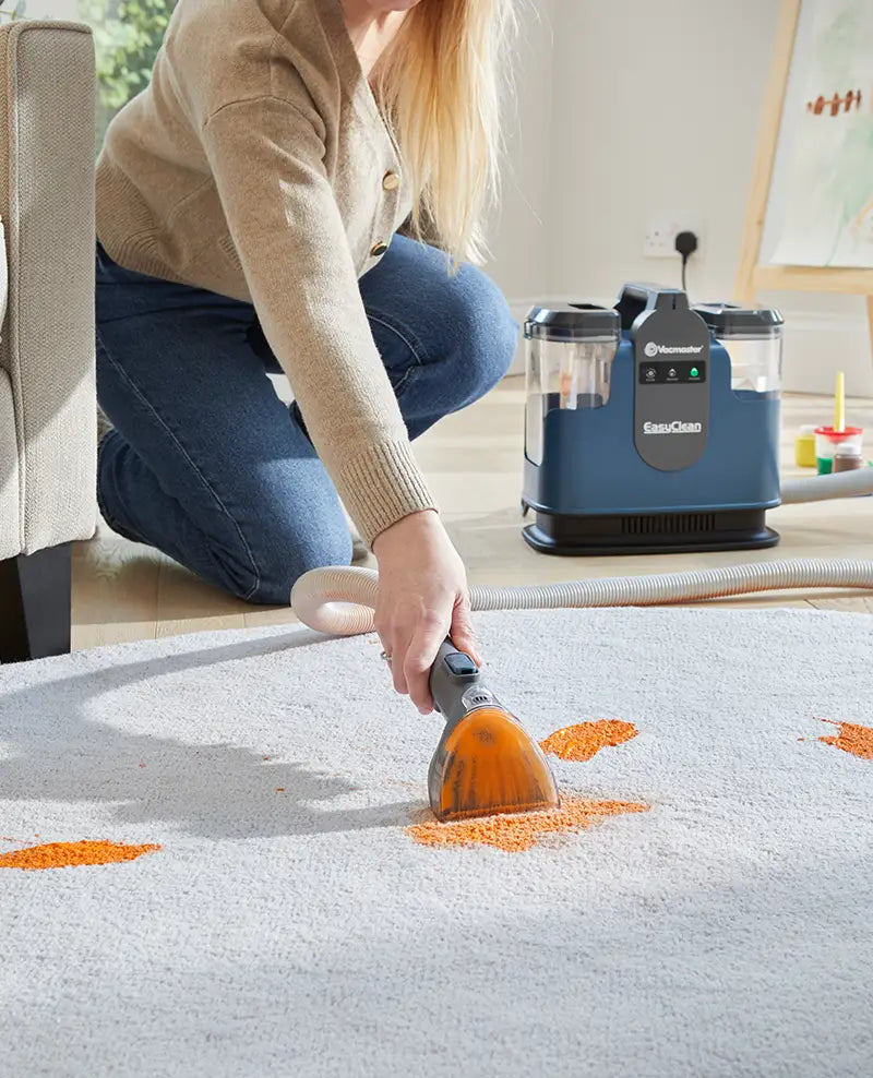 EasyClean Carpet Spot Cleaner with long reach hose cleaning paint from rug 