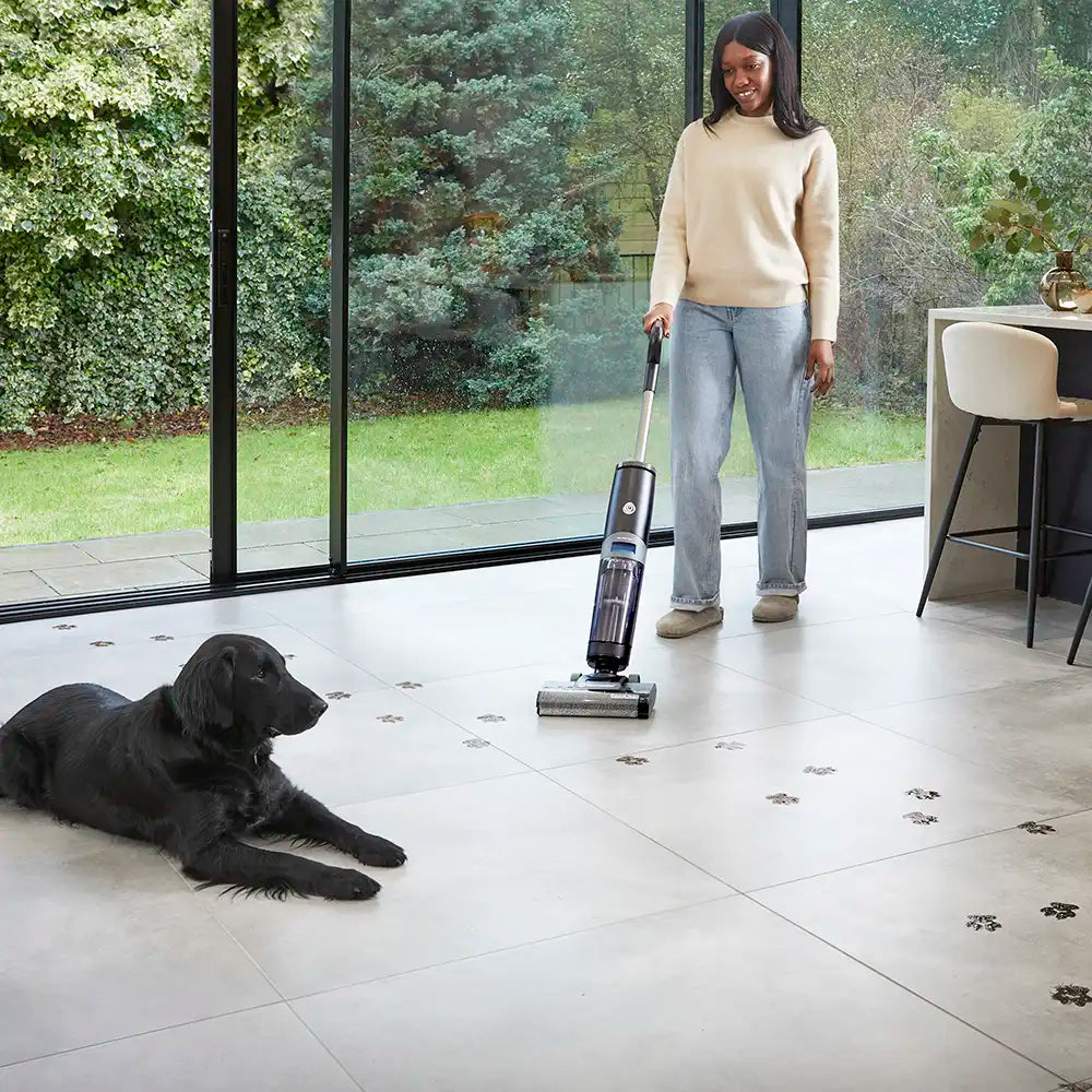 Vacmaster Hard Floor Cleaner HVA mopping, vacuuming and drying muddy paw prints HA2203UK