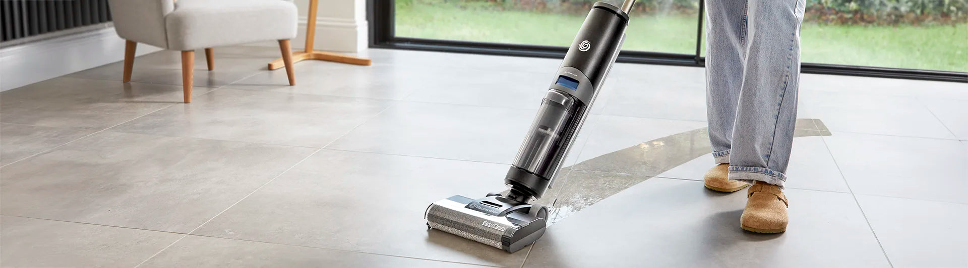 Hard Floor Cleaner mopping and vacuuming kitchen floor -  Range from Vacmaster Ireland