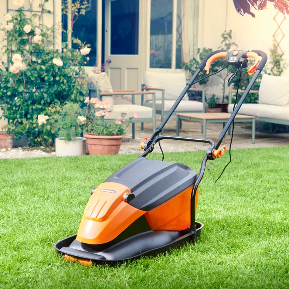 LawnMaster Hover Collect Mower 36cm 1800W in garden