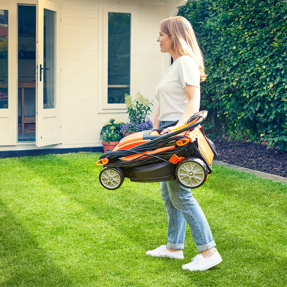 LawnMaster 1400W 34cm Electric Lawnmower Carried with handle MEB1434M COMBO