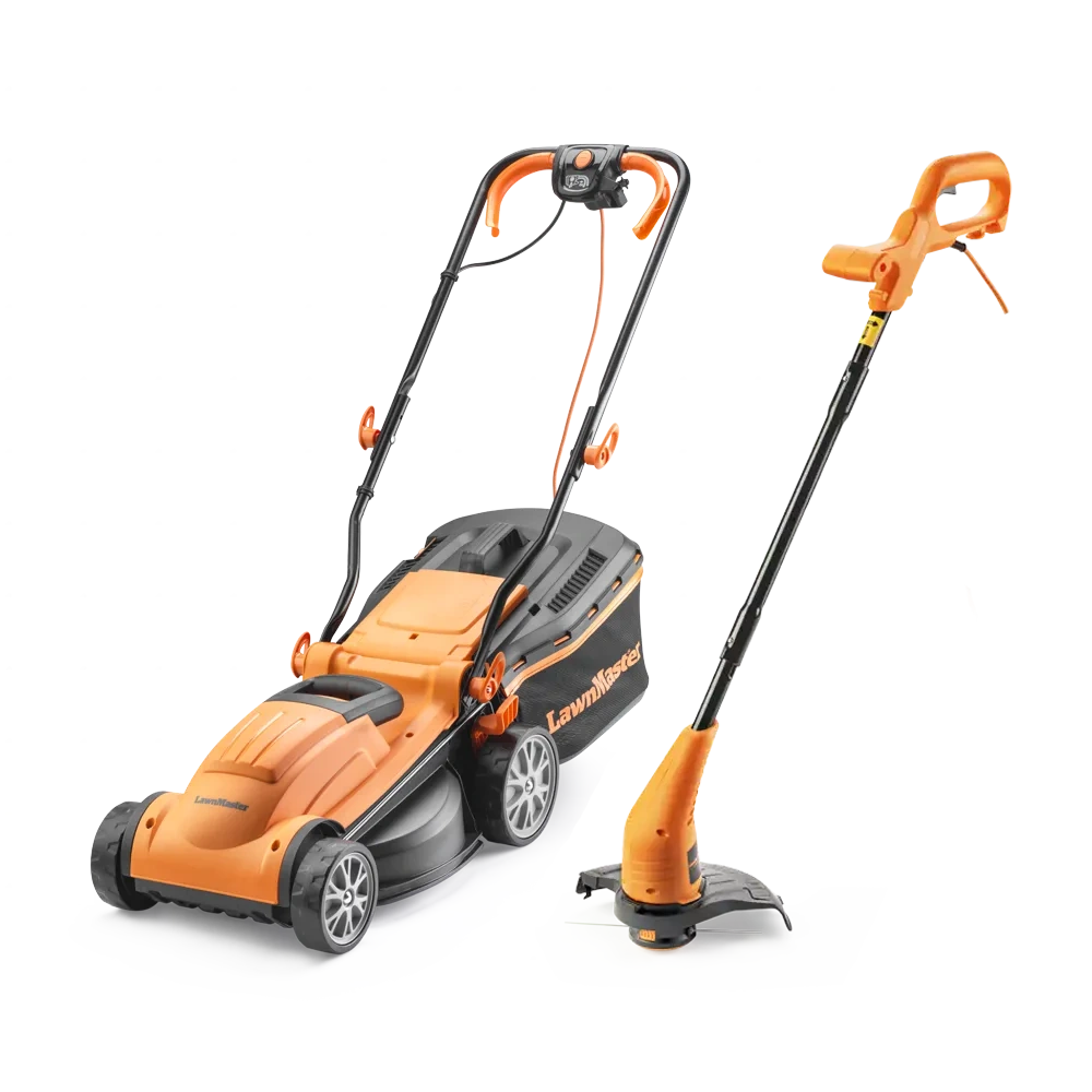LawnMaster 1400W 34cm Electric Lawnmower and 25cm Grass Trimmer Set MEB1434M COMBO