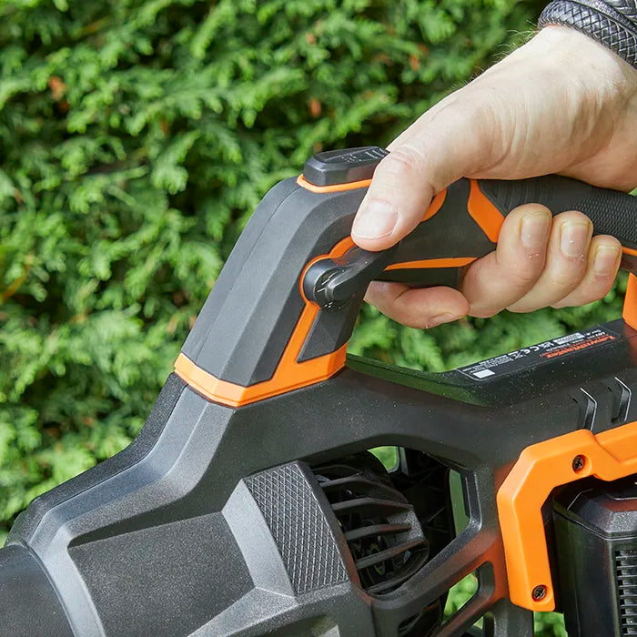 Using cruise control on a LawnMaster 48V Axial Leaf Blower 
