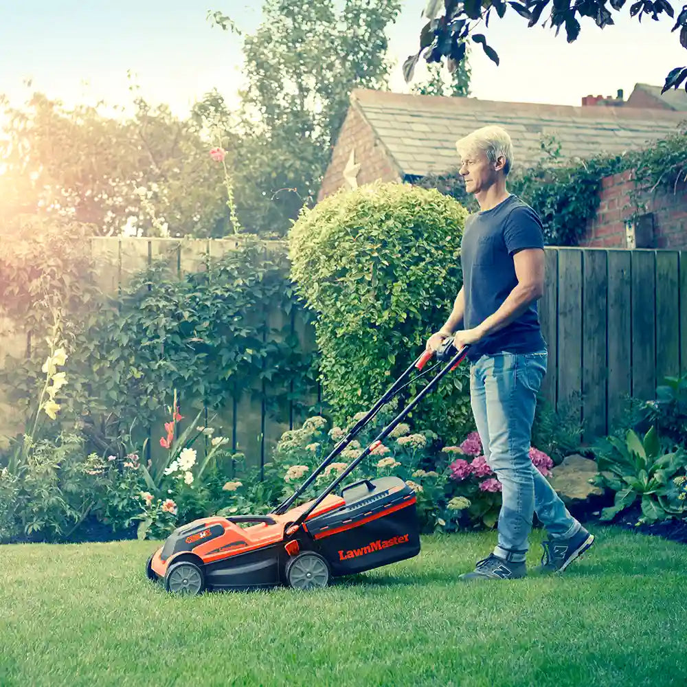 LawnMaster 24V cordless lawnmower creating stripes Ireland 