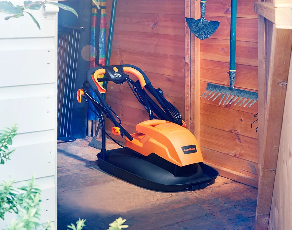 33cm Compact Hover Mower in an Irish Shed