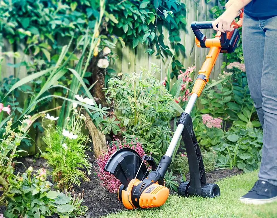 Cordless Grass Trimmer with Removable Wheel Kit