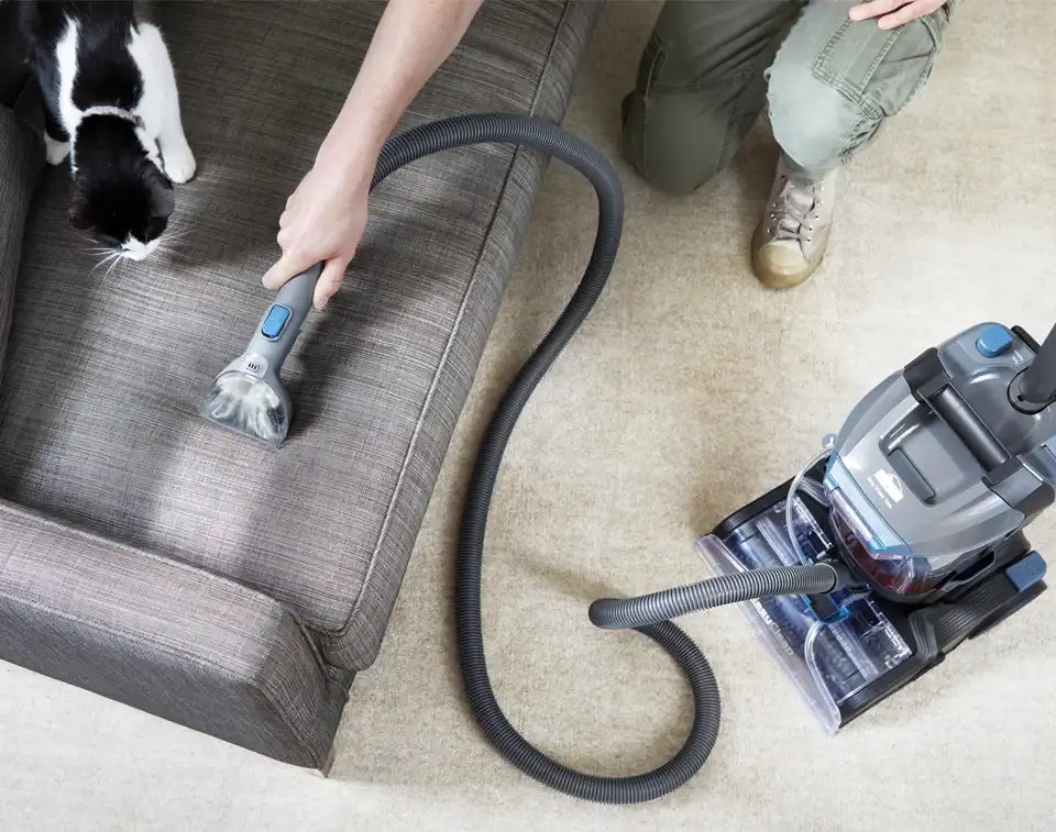 Our best-selling EasyClean Home Upright Carpet Cleaner deep cleaning fabric and upholstery