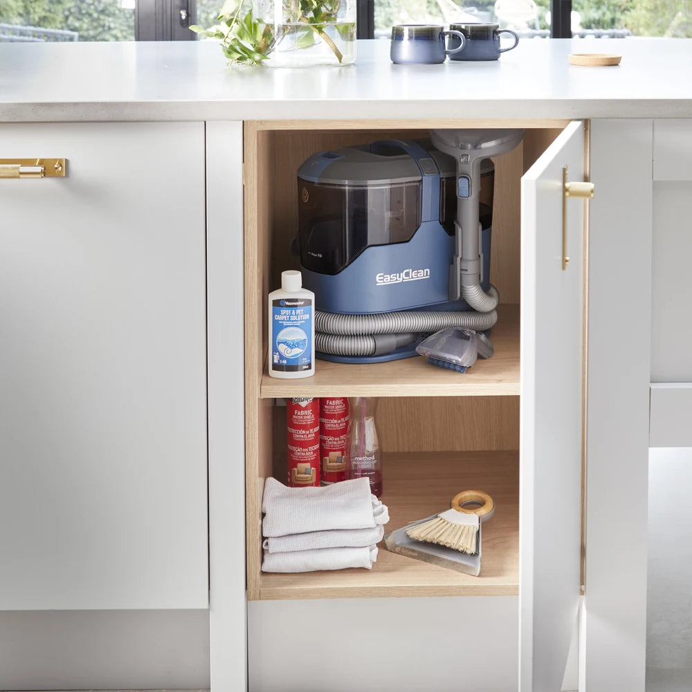 Vacmaster Carpet Spot Cleaner EasyClean stored away in kitchen cupboard